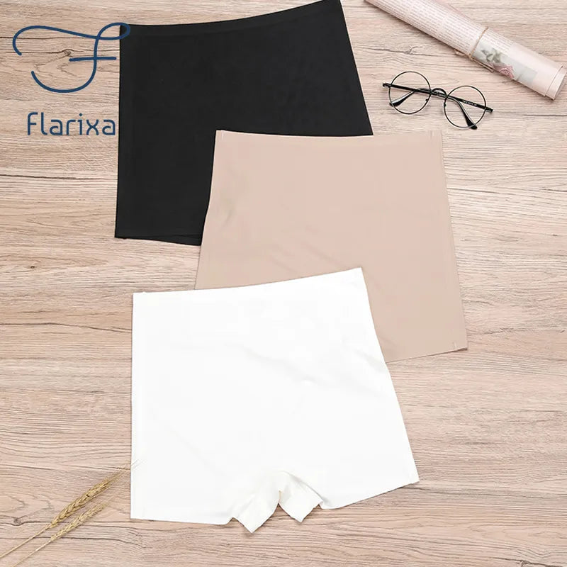 Flarixa Safety Pants High Waist Women's Shorts Under The Skirt Ice Silk Seamless Panties Breathable Boxer Briefs Cycling Shorts