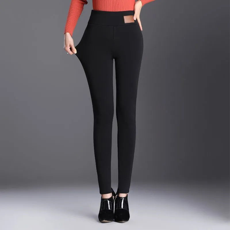 luxury Winter Leggings Women Velvet Fleece Lined Slim High Waist  Women