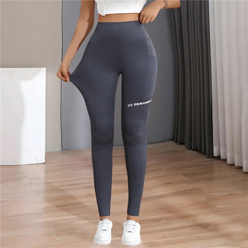 Winter Warm Leggings  Thermal Sports fleece Gym Workout Pants Yoga  with Pocket