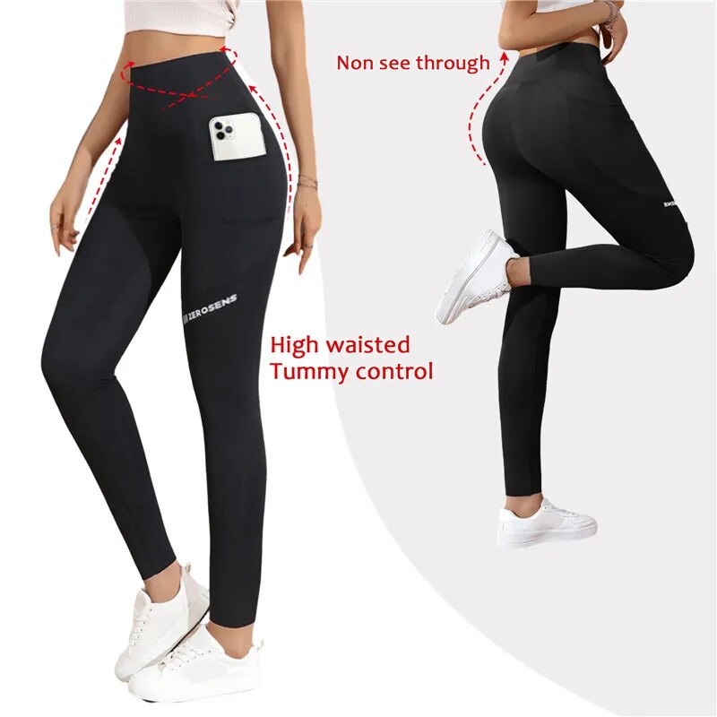 Winter Warm Leggings  Thermal Sports fleece Gym Workout Pants Yoga  with Pocket